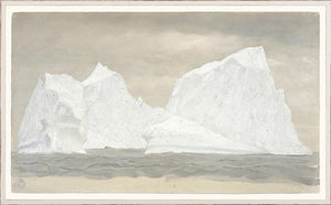 Collection 07 – Church – Floating Iceberg I wall art featuring white icebergs against a gray sky.