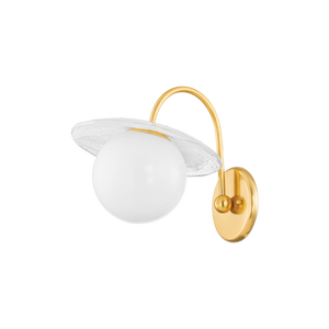 Stampford Wall Sconce in aged brass — a Hudson Valley wall sconce for bathrooms, hallways, and living rooms at Laurie Yapp Home.
