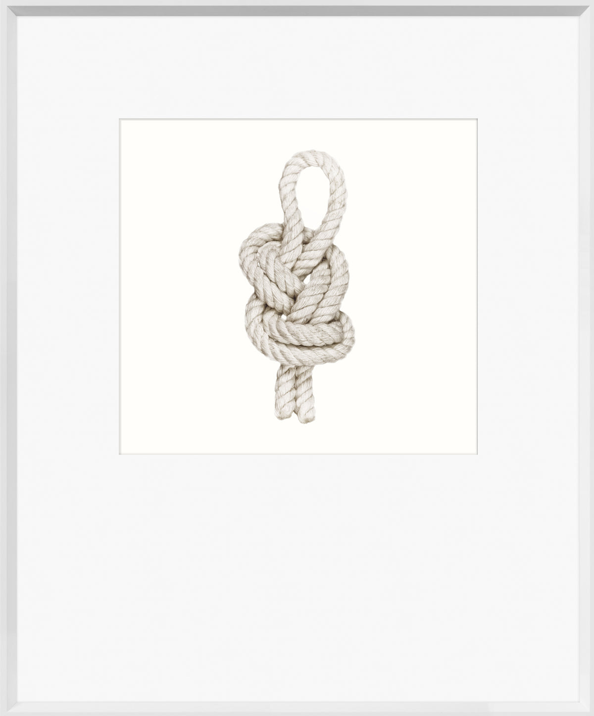 Knot – Figure Eight wall art featuring a detailed white rope knot on a plain background