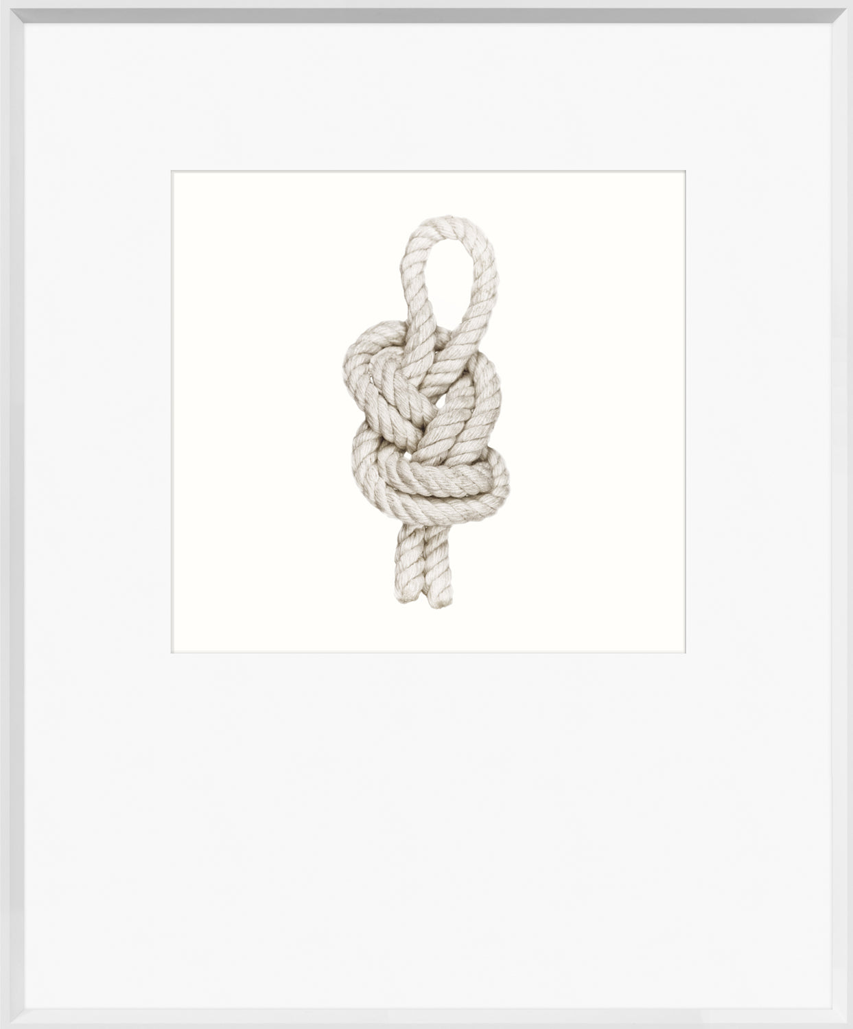Knot – Figure Eight wall art featuring a detailed white rope knot on a plain background