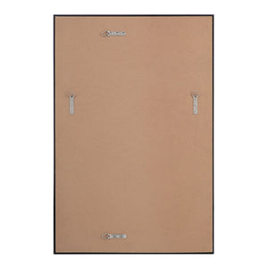 Back view of Reynolds mirror, showing a brown backing with mounting hardware.