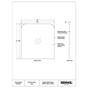 Diagram of Joan mirror with dimensions and details of construction.