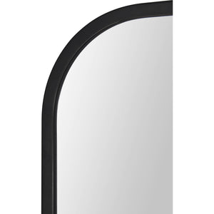 Jackline mirror with a rounded black frame, showcasing a clear reflective surface.