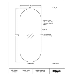 Diagram of Marius mirror by Renwil, detailing dimensions and features.