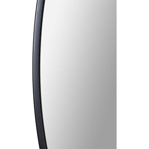 Cori mirror by Renwil, close-up view showing the curved black frame and reflective surface.