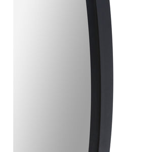 Cori mirror by Renwil, detailed view of the smooth black frame edge and mirror surface.