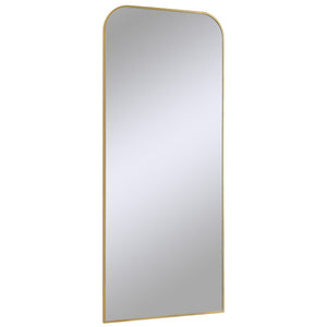 Meryem mirror by Renwil, gold frame with rounded top, full-length view
