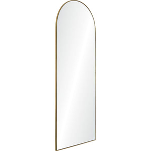 Thatcher mirror with an arched top, gold leaf frame, and clear reflective surface.