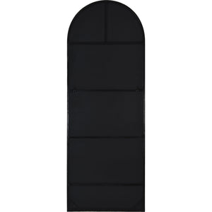 Back view of Thatcher mirror with a black backing and mounting hardware.
