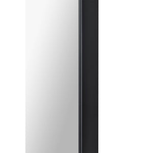 Farida mirror by Renwil, close-up of black frame edge with clear reflective surface.