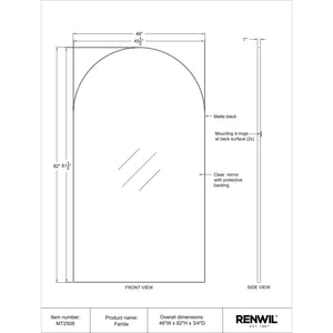 Diagram of Farida mirror by Renwil, showing dimensions and design details.