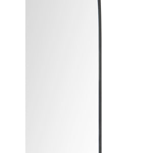 Beasley mirror with a sleek black frame and arched top, showcasing a clear reflective surface.