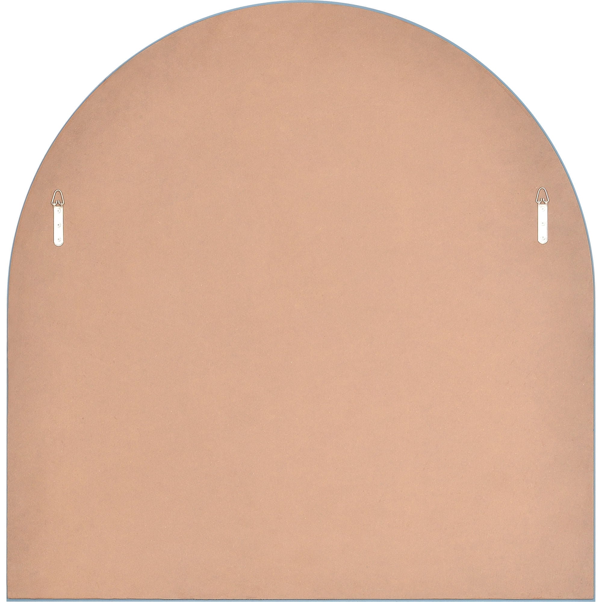 Back view of Beasley mirror, featuring a smooth brown backing with mounting hardware.