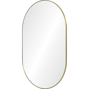 Beckah mirror by Renwil, oval shape with a sleek gold frame, front view.