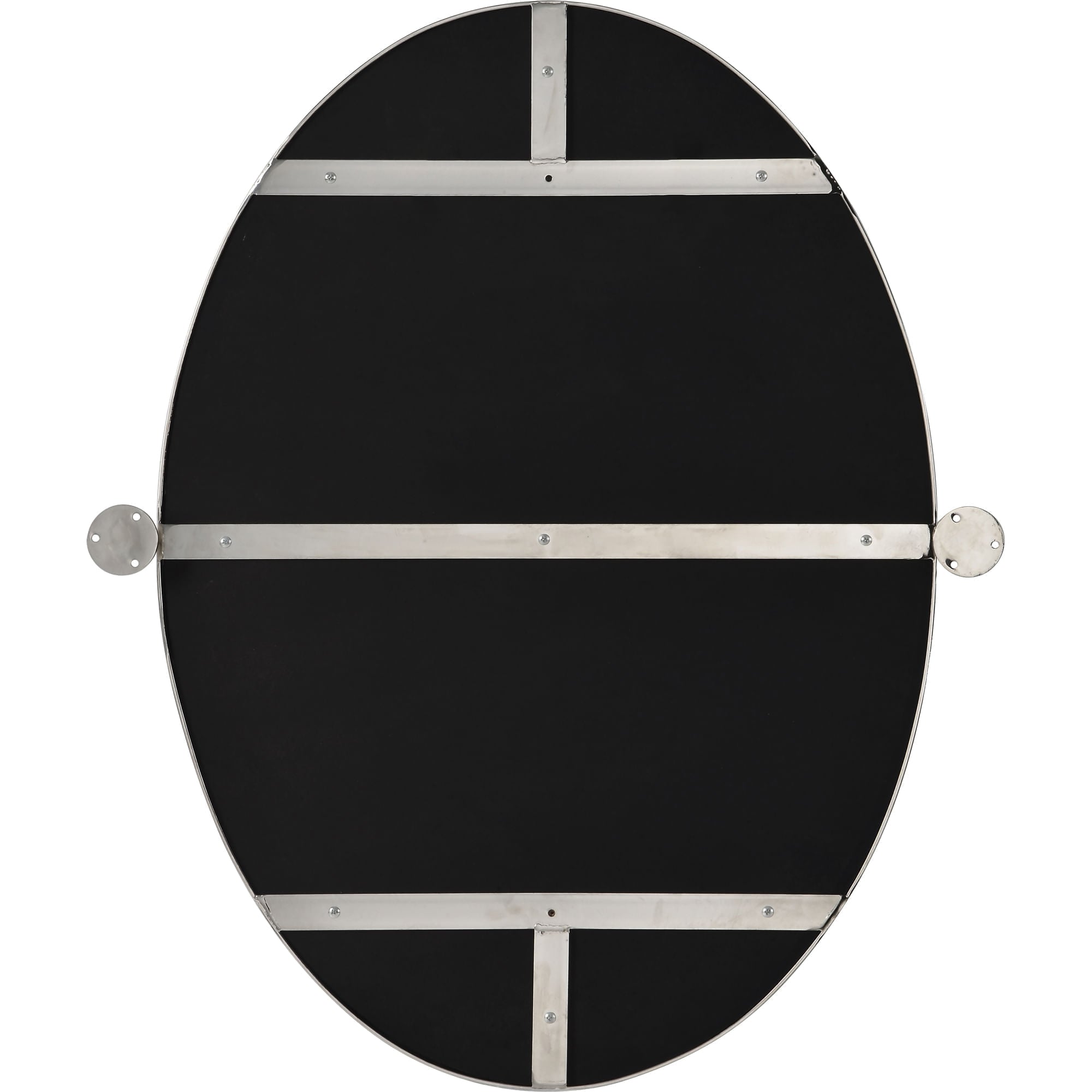 Back view of Azalea mirror showing black backing and metal support bars.