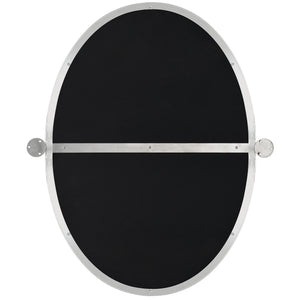 Backside of Azalea mirror with black surface and horizontal metal support bars.
