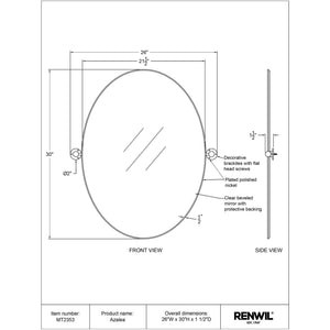 Azalea mirror by Renwil, oval shape with decorative brackets and polished nickel finish