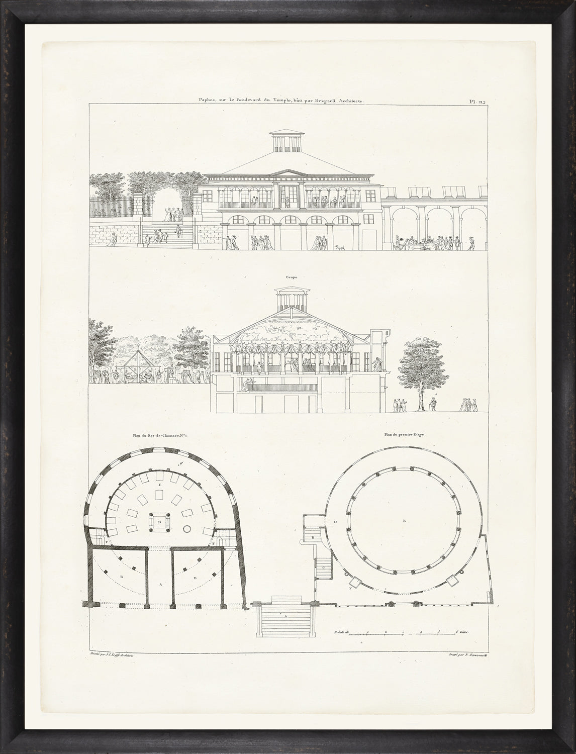 Parisienne Plan I Circa 1745-1810 wall art depicting architectural drawings in black and white.