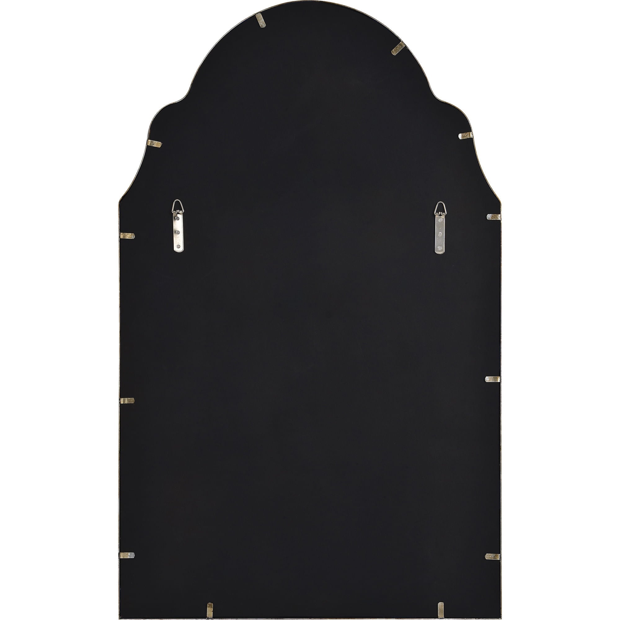 Back view of Natasha mirror featuring mounting hardware and a black backing.