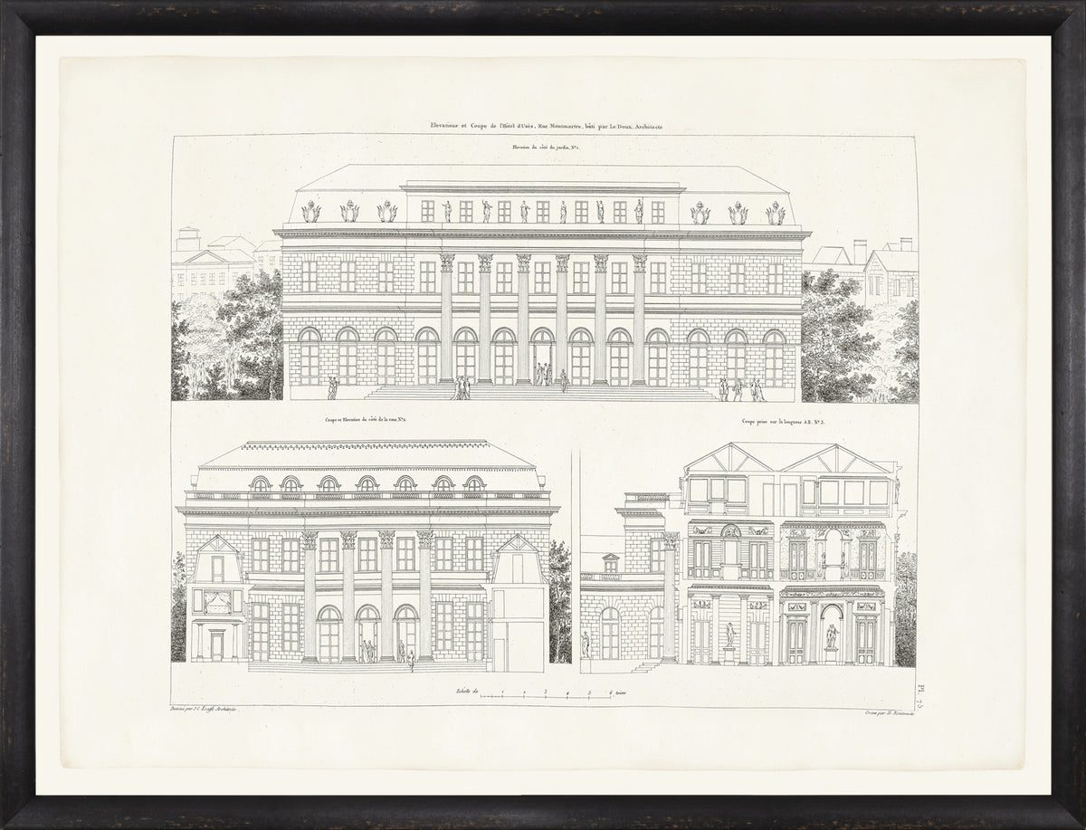 Parisienne Plan III Circa 1745-1810 wall art featuring architectural illustrations in black and white.