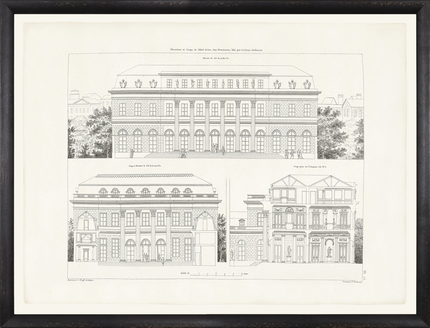 Parisienne Plan III Circa 1745-1810 wall art featuring architectural illustrations in black and white.
