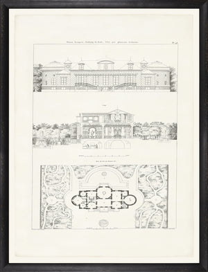 Parisienne Plan IV Circa 1745-1810 wall art featuring architectural drawings in black and white.