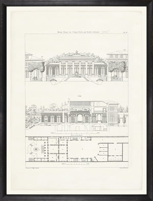 Parisienne Plan V Circa 1745-1810 wall art featuring architectural sketches in black and white.