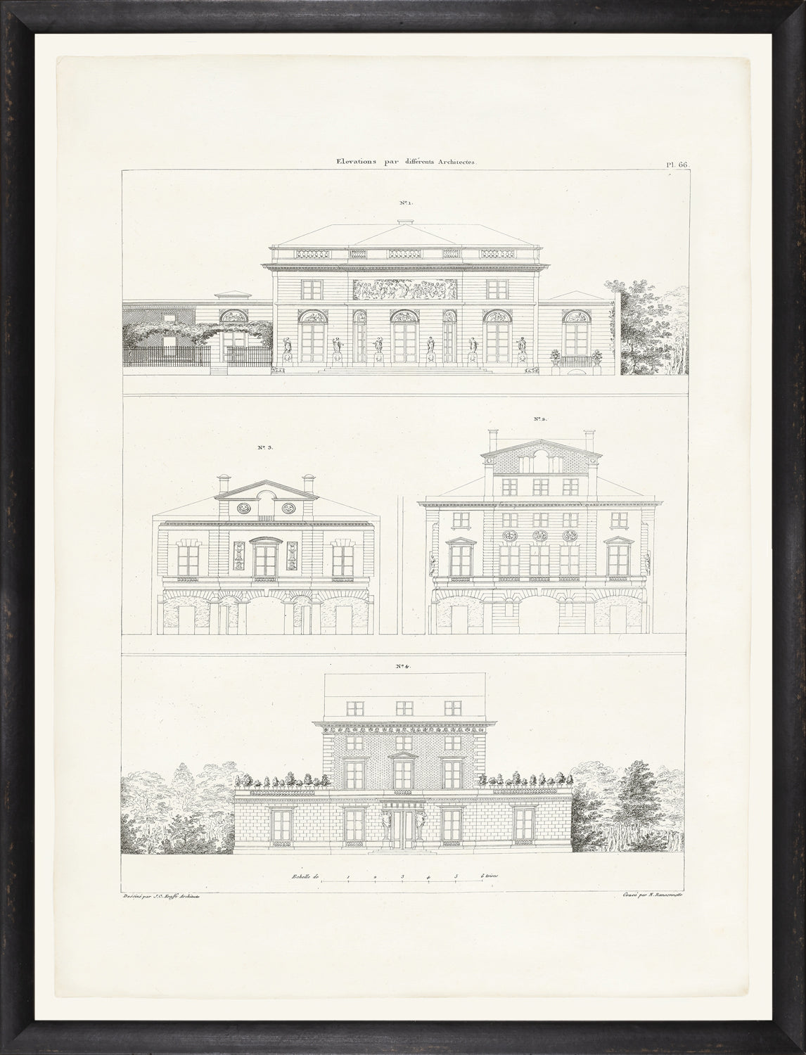 Parisienne Plan VIII Circa 1745-1810 wall art featuring architectural elevations in black and white.