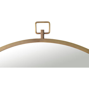 Close-up view of Azam mirror's top, showcasing the decorative hook and bronze frame.