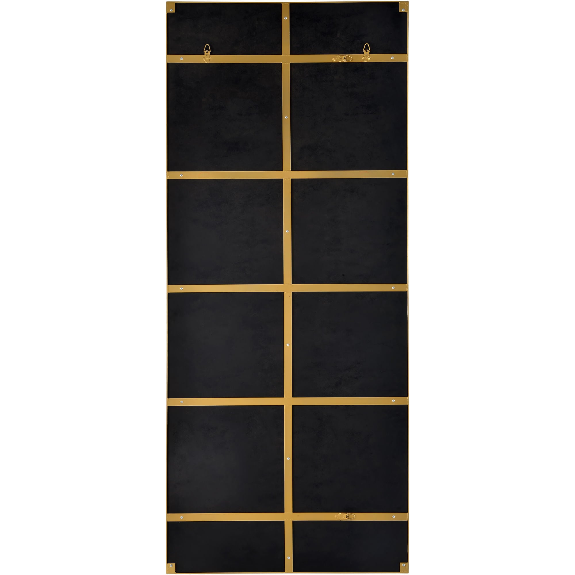 Back view of Northern mirror featuring a black surface with gold accents.