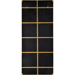 Back view of Northern mirror featuring a black surface with gold accents.
