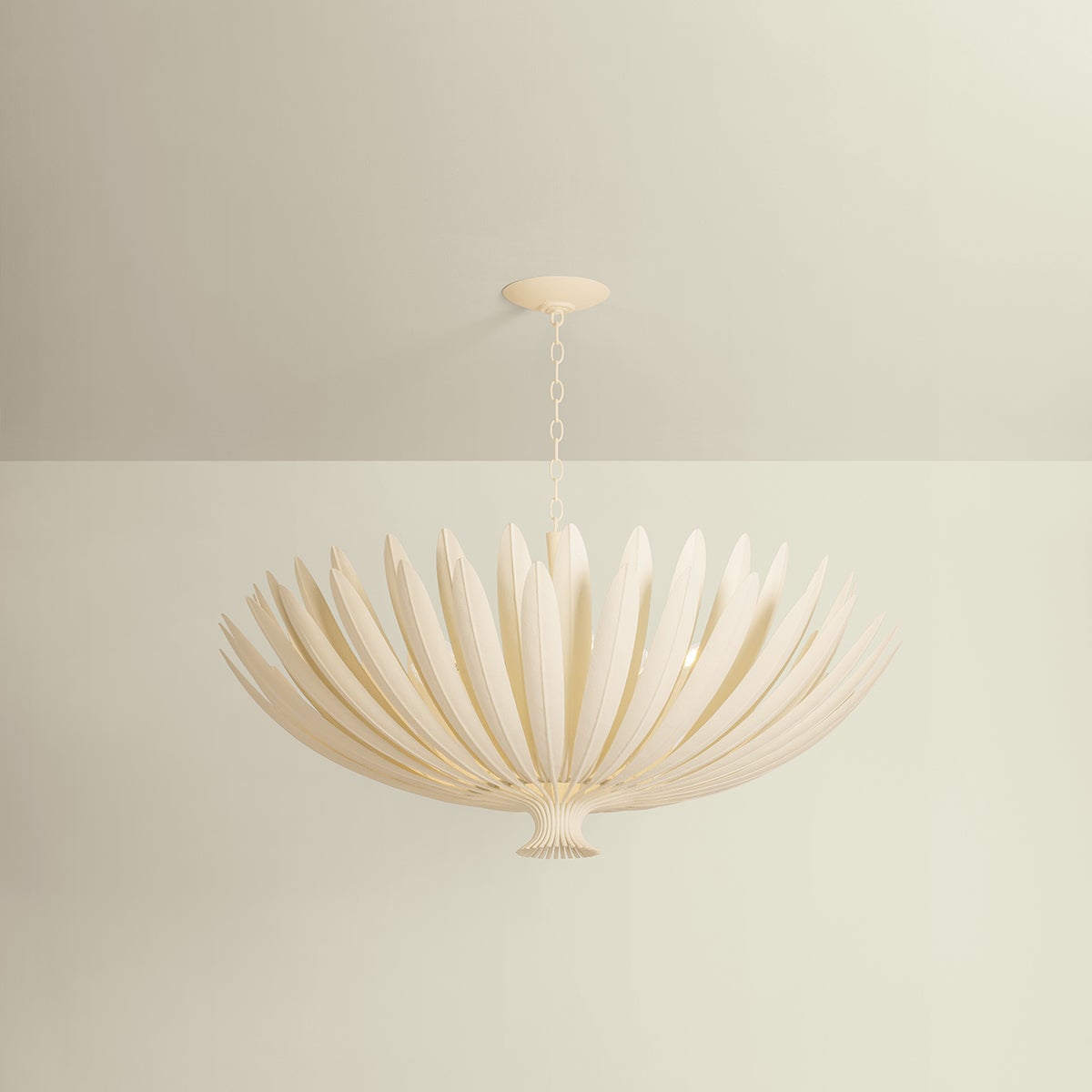 Whitfield Chandelier 48" shown from the front to reveal the frame, arms, and shade detail.