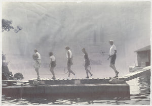 Indigo Stained – Morning Tennis — figurative fine art print in cool tones at Laurie Yapp Home