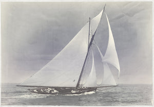 Indigo Stained – Yacht Huron — figurative fine art print in cool tones at Laurie Yapp Home