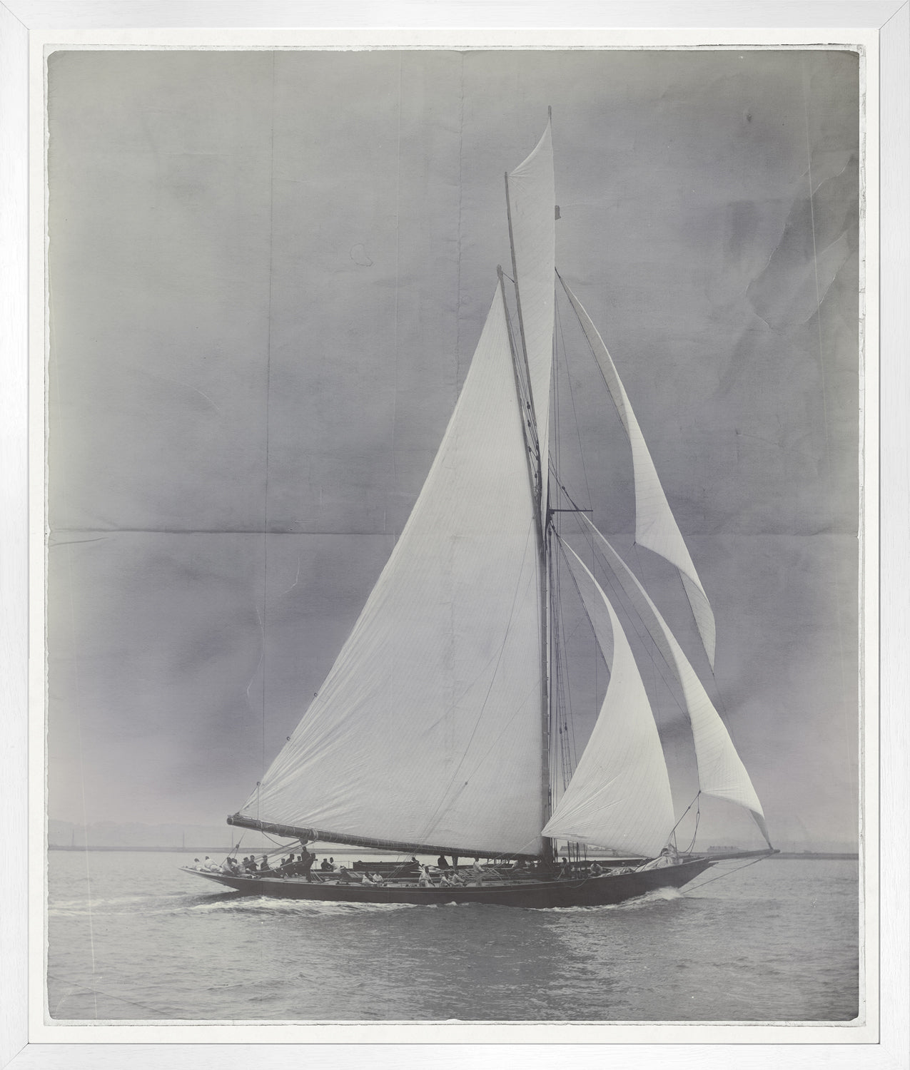 Indigo Stained – Cutter Calluna wall art featuring a vintage sailboat on water