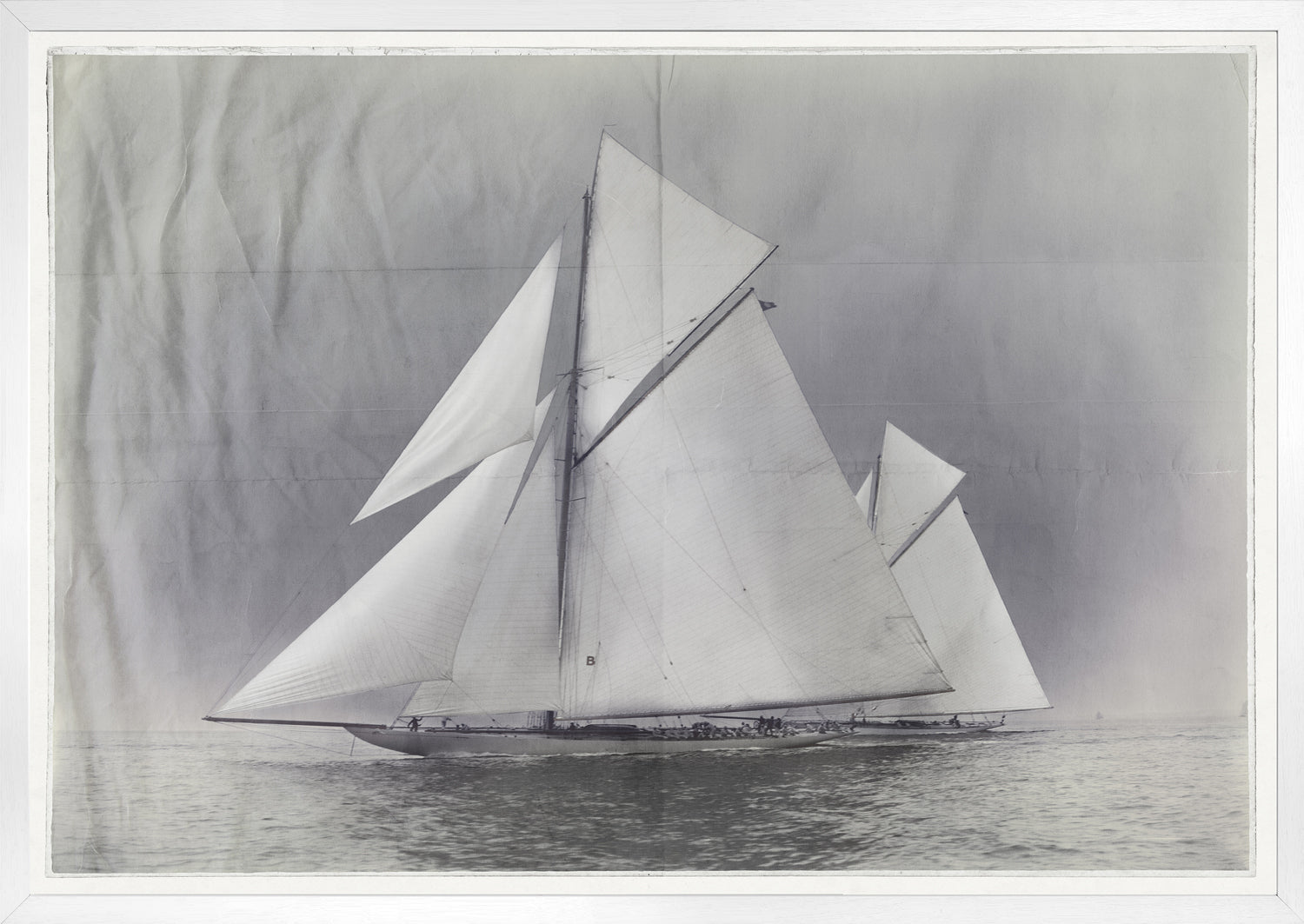 Indigo Stained – Yachts Constitution & Columbia — figurative fine art print in cool tones at Laurie Yapp Home