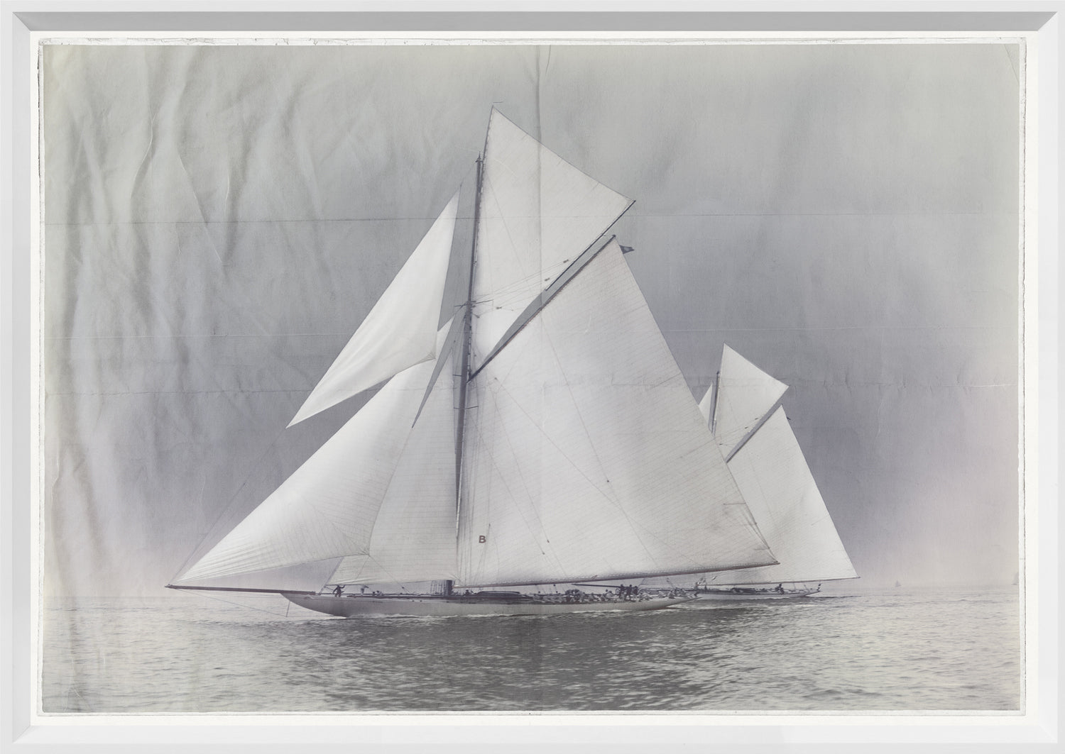 Indigo Stained – Yachts Constitution & Columbia — figurative fine art print shown from another angle