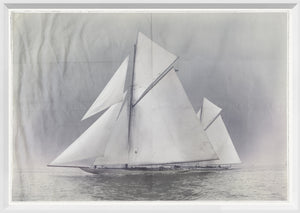 Indigo Stained – Yachts Constitution & Columbia — figurative fine art print shown from another angle