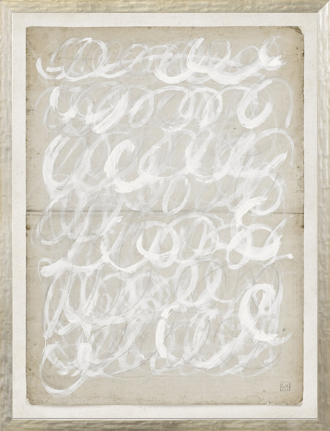 Restoration Paper VIII wall art featuring white abstract brush strokes on a textured beige background.