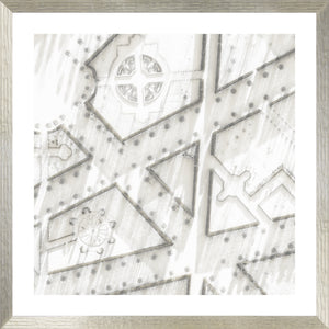 Rundale Palace III wall art featuring a detailed aerial view in soft gray tones.