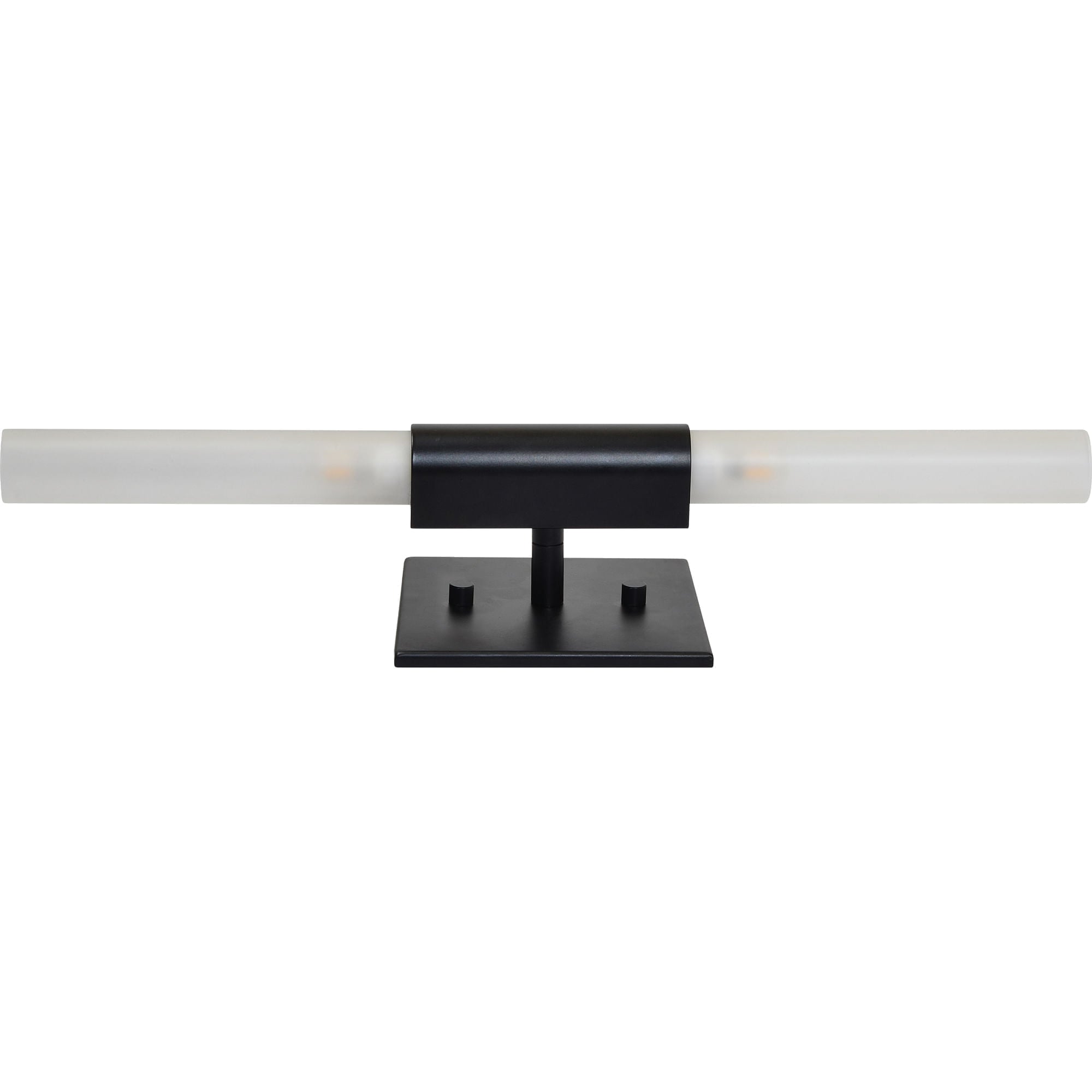 Lina wall sconce showing a horizontal design with frosted glass and a black square base.