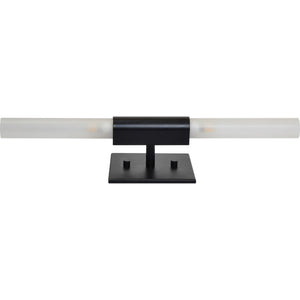 Lina wall sconce showing a horizontal design with frosted glass and a black square base.