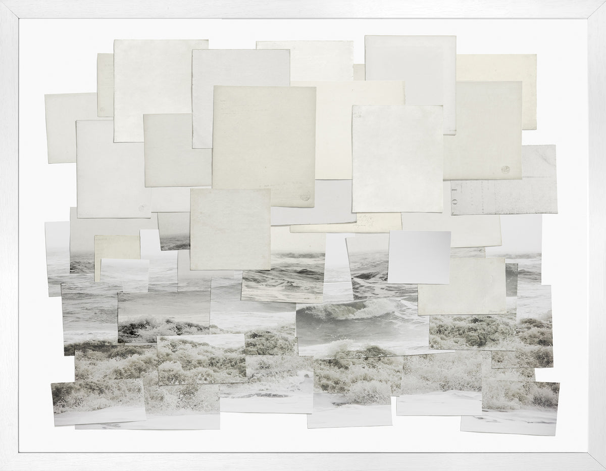 Nostalgic Surf wall art featuring layered vintage-style photos of ocean waves.