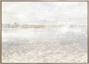 Sunlit Ripples I wall art featuring a serene water landscape in soft neutral tones.
