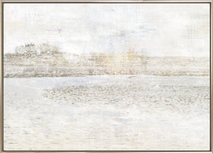 Sunlit Ripples II wall art featuring a serene landscape with soft colors and textured water.