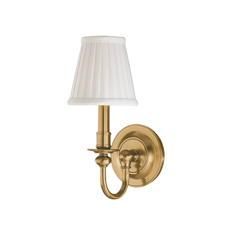 Beekman Wall Sconce in aged brass — a Hudson Valley wall sconce for bathrooms, hallways, and living rooms at Laurie Yapp Home.