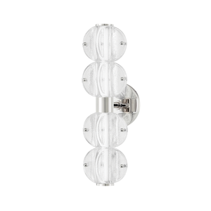 Lindley Bath And Vanity 4.75" in polished nickel shown from a second angle to highlight the arm spread and shade silhouette.