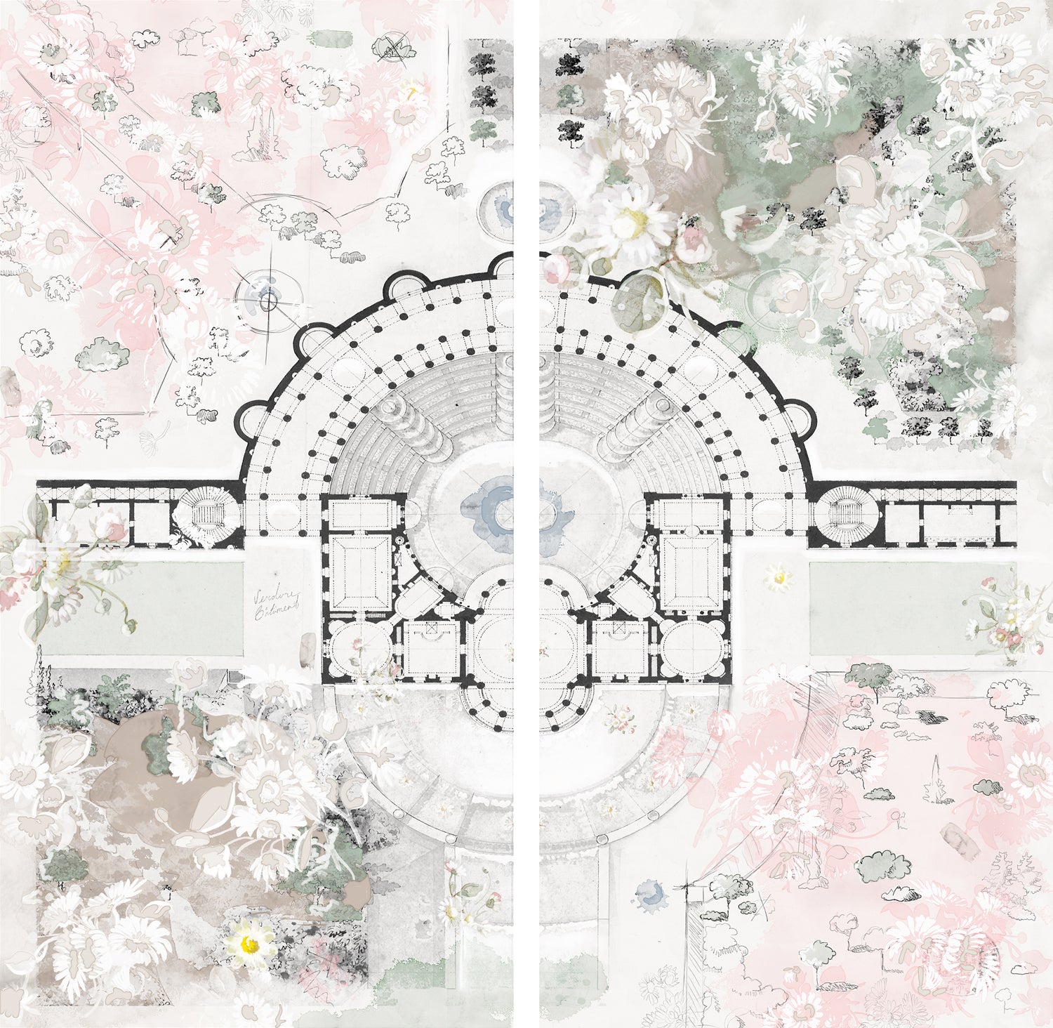 Roman Villa Daisy — architecture and travel fine art print shown from another angle