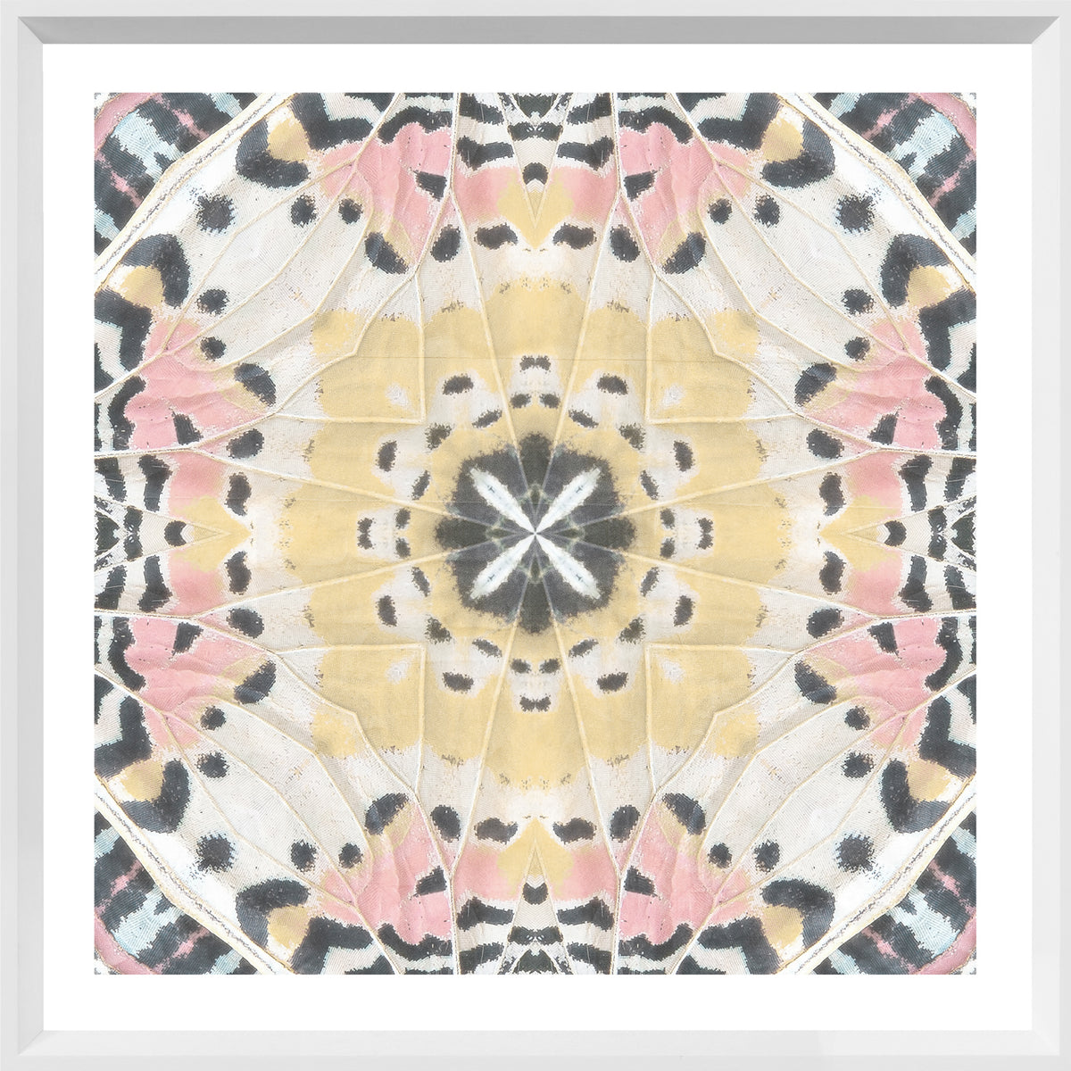 Wing Detail IV wall art featuring a symmetrical butterfly wing pattern in soft pastel colors.
