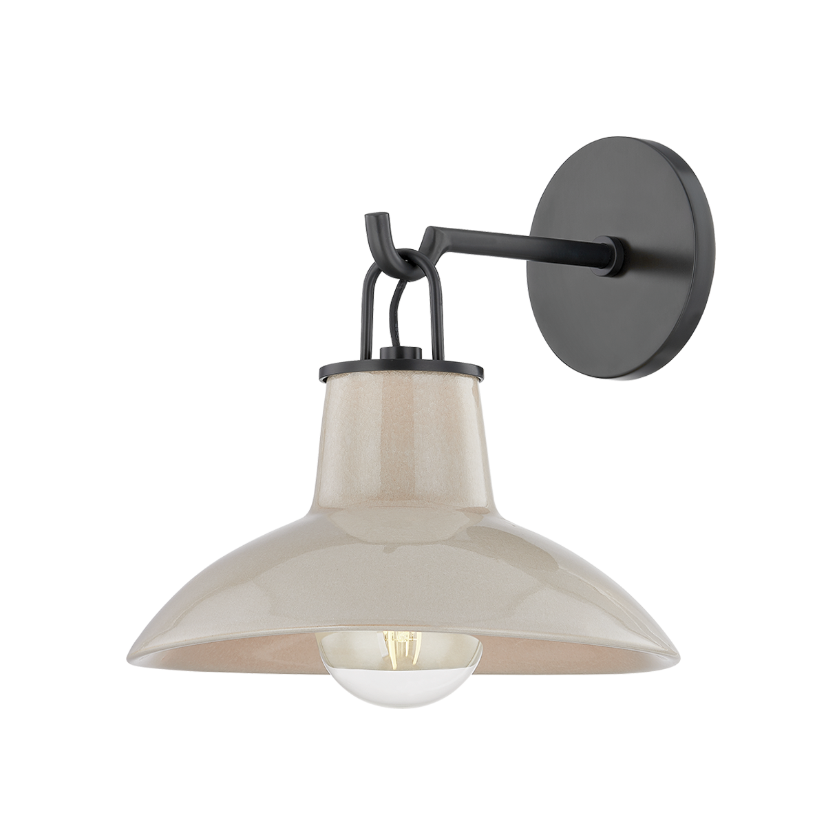 Pottersville Wall Sconce in dark bronze shown from a second angle to highlight the arm curve and shade silhouette.